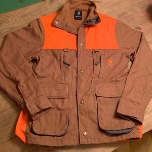 Browning Upland Hunting Jacket, Size SMALL, Blaze orange & tan LIKE NEW!